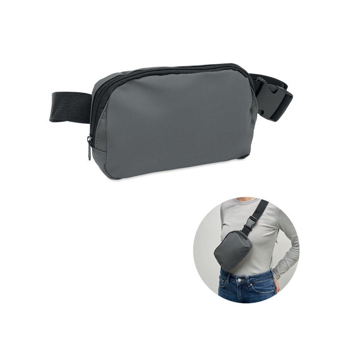 Torba nerka z poliestru 210D KOROVIN WAIST - kamienna szara mo2683-15