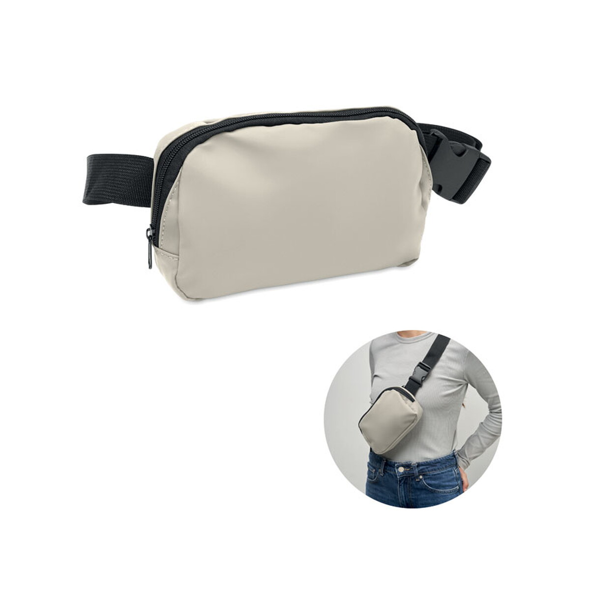 Torba nerka z poliestru 210D KOROVIN WAIST - zgaszona biel mo2683-43