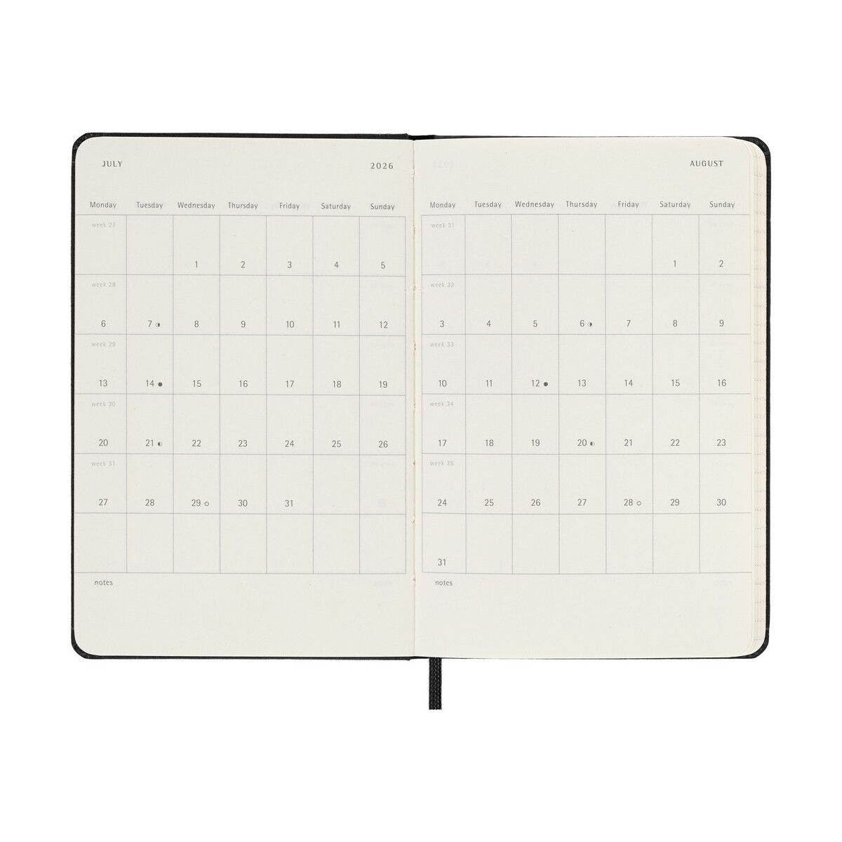 Notatniki z logo – kalendarz moleskine – czarny VM296.2027-03_INS03 Kalendarz MOLESKINE - czarny VM296.2027-03_INS03