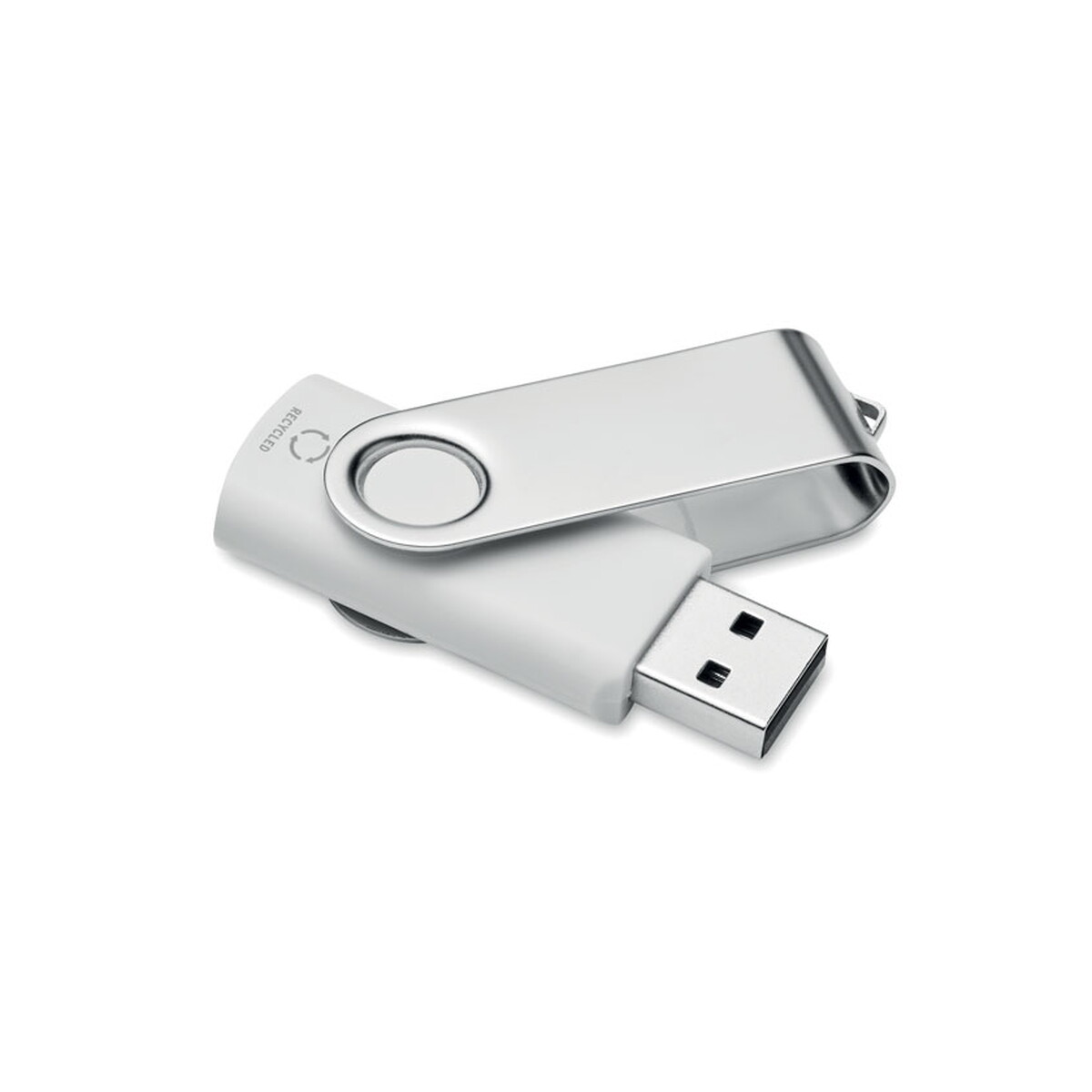 Pamięci USB z logo – usb 16g z abs z recyklingu techmate rabs – białe mo2080-06-side USB 16G z ABS z recyklingu TECHMATE RABS - białe mo2080-06-side