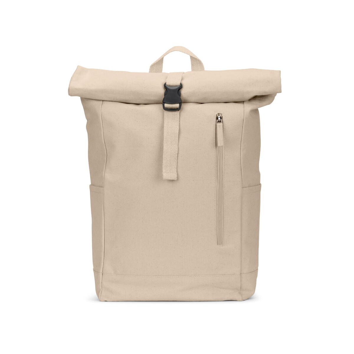Plecaki z logo – saint. plecak z rolowaną górą z recyklingowanej bawełny i poliestru z recyklingu (380 g/m²) – naturalny 92533_160-a SAINT. Plecak z rolowaną górą z recyklingowanej bawełny i poliestru z recyklingu (380 g/m²) - Naturalny 92533_160-a