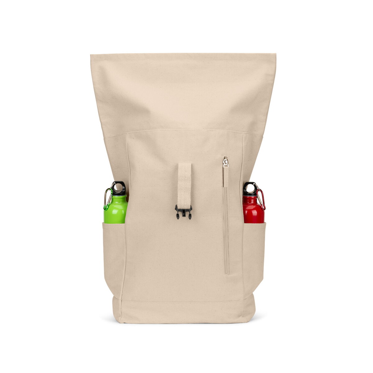 Plecaki z logo – saint. plecak z rolowaną górą z recyklingowanej bawełny i poliestru z recyklingu (380 g/m²) – naturalny 92533_160-f SAINT. Plecak z rolowaną górą z recyklingowanej bawełny i poliestru z recyklingu (380 g/m²) - Naturalny 92533_160-f