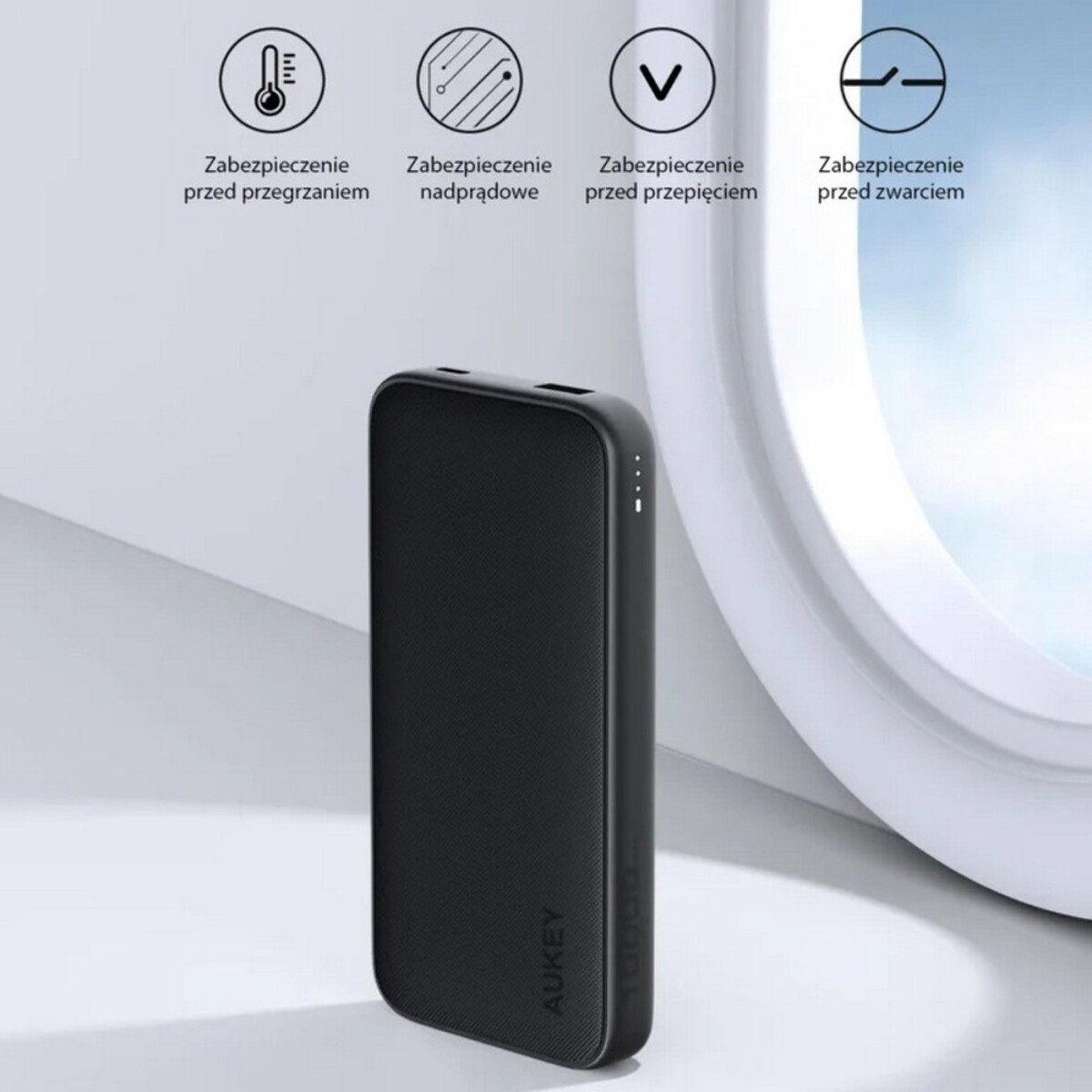 Powerbanki z logo – power bank 10000 mah aukey – czarny VAM13-03_ATM05 Power bank 10000 mAh Aukey - czarny VAM13-03_ATM05