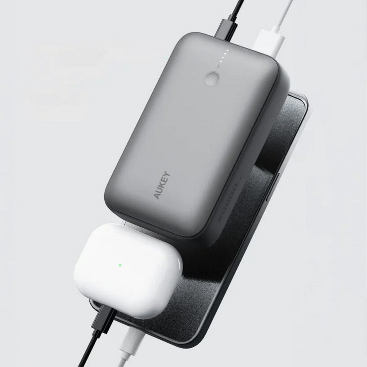 Powerbanki z logo – power bank 20000 mah aukey – grafitowy VAM14-15_ATM03 Power bank 20000 mAh Aukey - grafitowy VAM14-15_ATM03