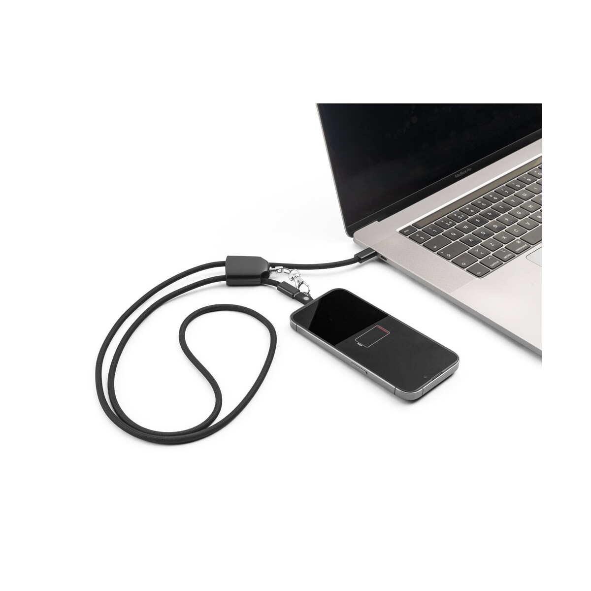 Smycze z logo – zewail. smycz z dołączonym uchwytem na smartfona, kablem usb-c i różnymi adapterami z recyklingowanego abs i recyklingowanego tpe – czarna 97194_103-e ZEWAIL. Smycz z dołączonym uchwytem na smartfona, kablem USB-C i różnymi adapterami z recyklingowanego ABS i recyklingowanego TPE - Czarna 97194_103-e