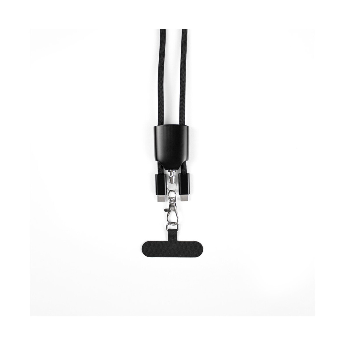 Smycze z logo – zewail. smycz z dołączonym uchwytem na smartfona, kablem usb-c i różnymi adapterami z recyklingowanego abs i recyklingowanego tpe – czarna 97194_103-f ZEWAIL. Smycz z dołączonym uchwytem na smartfona, kablem USB-C i różnymi adapterami z recyklingowanego ABS i recyklingowanego TPE - Czarna 97194_103-f