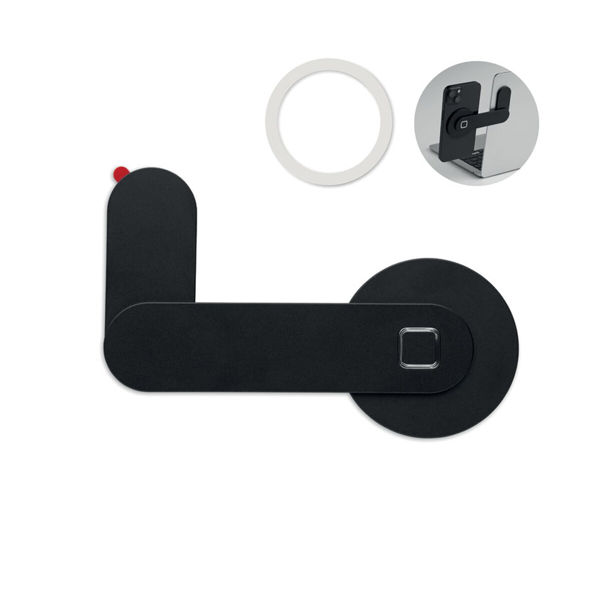Stojaki na telefon z logo – magnetyczny uchwyt na telefon screentach – czarny mo3160-03 Magnetyczny uchwyt na telefon SCREENTACH - czarny mo3160-03