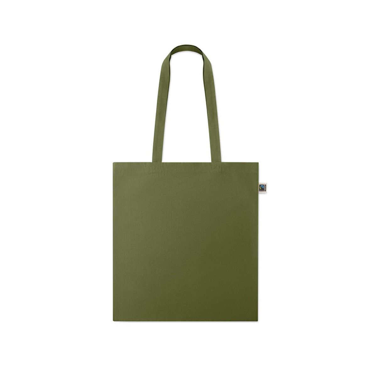Torby bawełniane z logo – torba na zakupy fairtrade 180gr osole+ colour – ciemnozielona mo2589-60-back Torba na zakupy Fairtrade 180gr OSOLE+ COLOUR - ciemnozielona mo2589-60-back