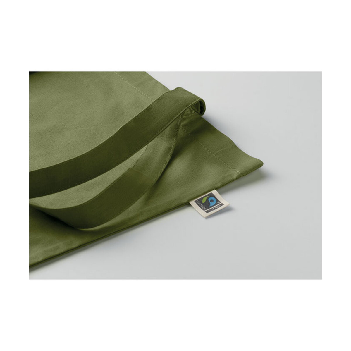 Torby bawełniane z logo – torba na zakupy fairtrade 180gr osole+ colour – ciemnozielona mo2589-60-open Torba na zakupy Fairtrade 180gr OSOLE+ COLOUR - ciemnozielona mo2589-60-open