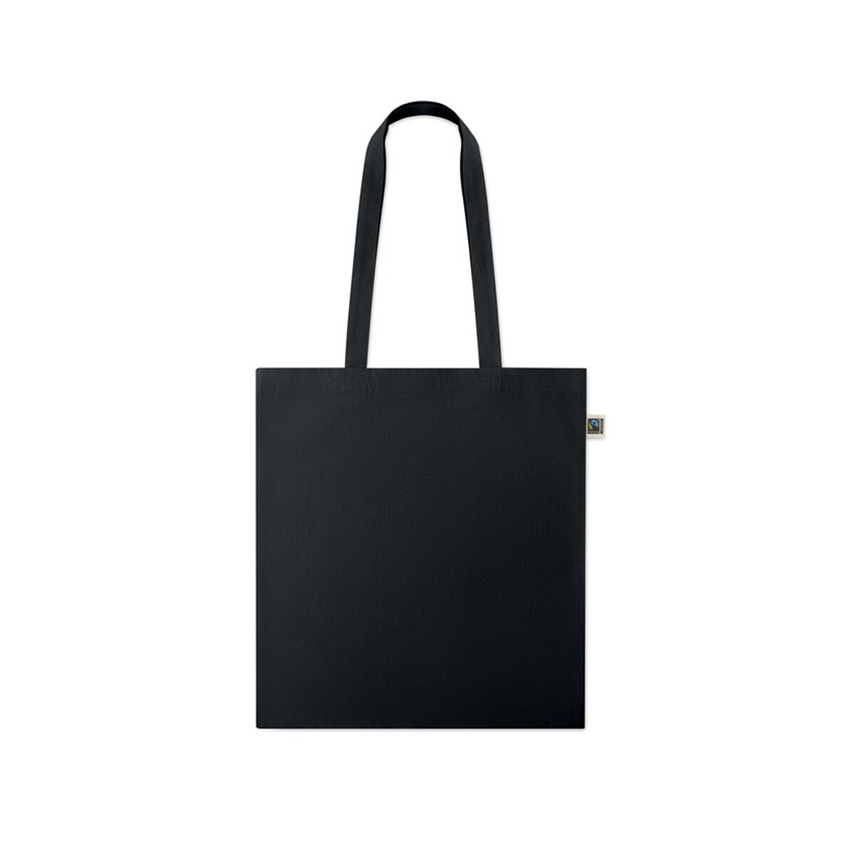 Torby bawełniane z logo – torba na zakupy fairtrade 180gr osole+ colour – czarna mo2589-03-back Torba na zakupy Fairtrade 180gr OSOLE+ COLOUR - czarna mo2589-03-back