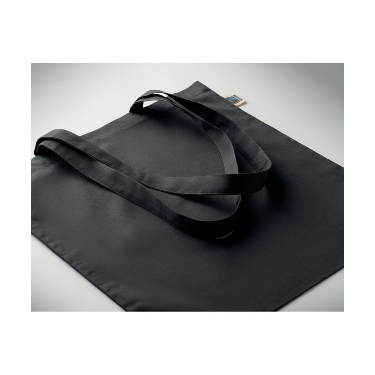 Torby bawełniane z logo – torba na zakupy fairtrade 180gr osole+ colour – czarna mo2589-03-detail Torba na zakupy Fairtrade 180gr OSOLE+ COLOUR - czarna mo2589-03-detail