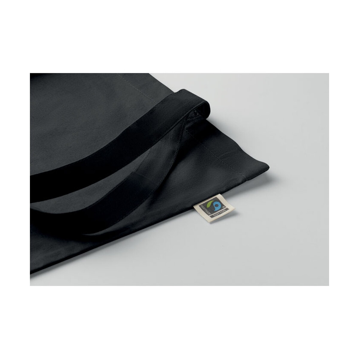 Torby bawełniane z logo – torba na zakupy fairtrade 180gr osole+ colour – czarna mo2589-03-open Torba na zakupy Fairtrade 180gr OSOLE+ COLOUR - czarna mo2589-03-open