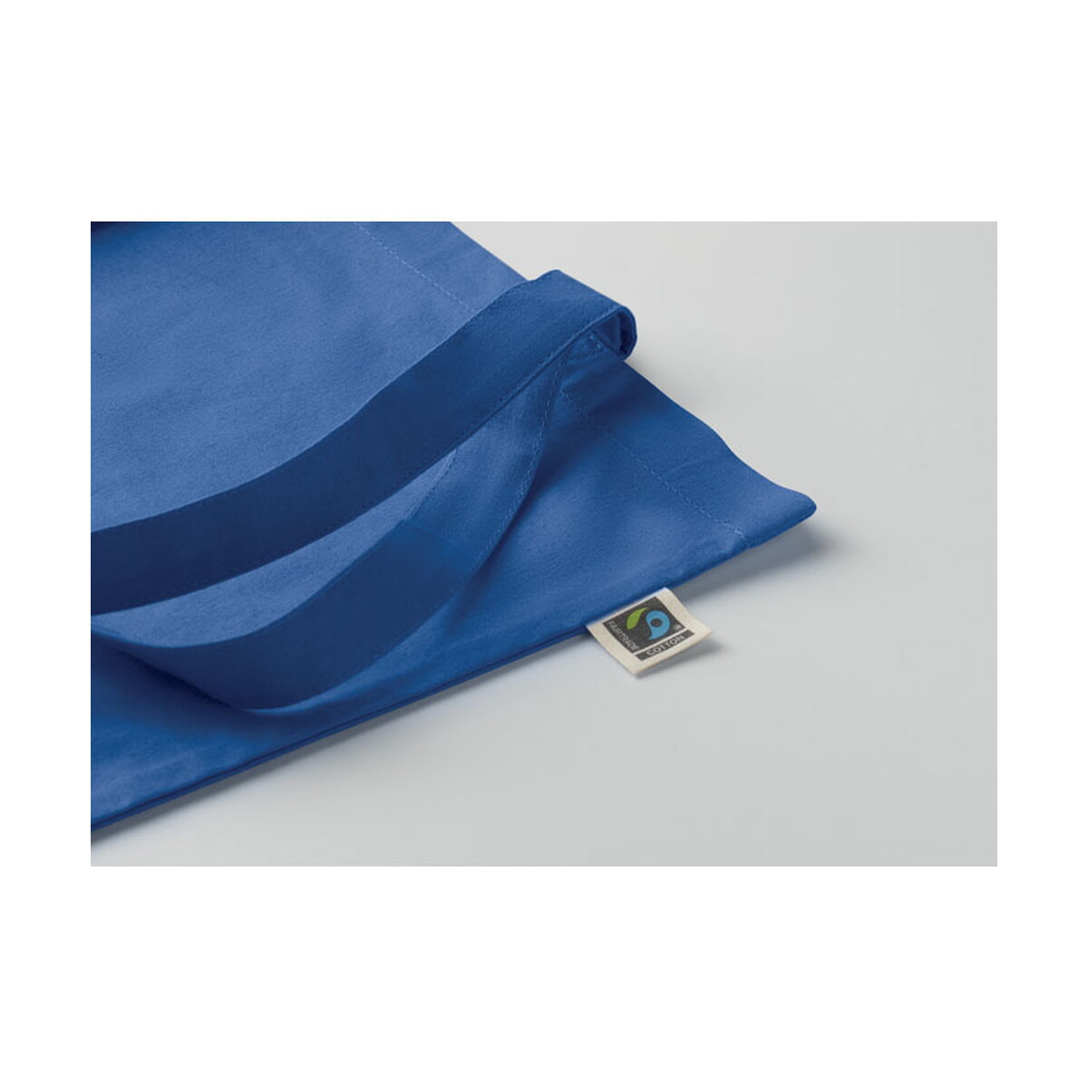 Torby bawełniane z logo – torba na zakupy fairtrade 180gr osole+ colour – niebieska mo2589-37-open Torba na zakupy Fairtrade 180gr OSOLE+ COLOUR - niebieska mo2589-37-open