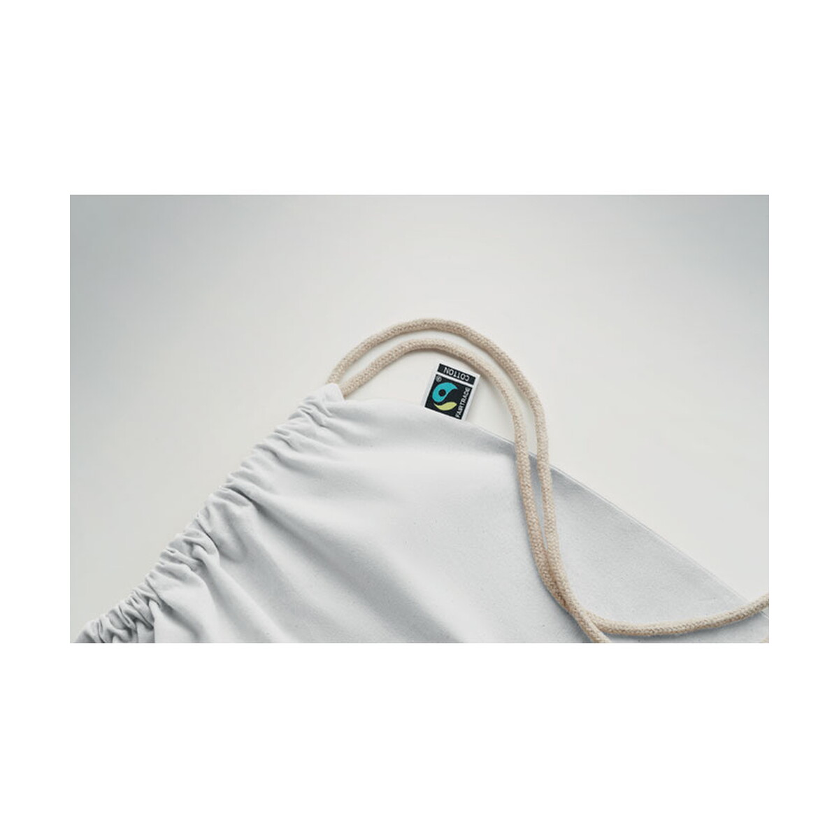Torby bawełniane z logo – worek ze sznurkiem fairtrade 18 osole draw colour – biały mo2591-06-open Worek ze sznurkiem Fairtrade 18 OSOLE DRAW COLOUR - biały mo2591-06-open