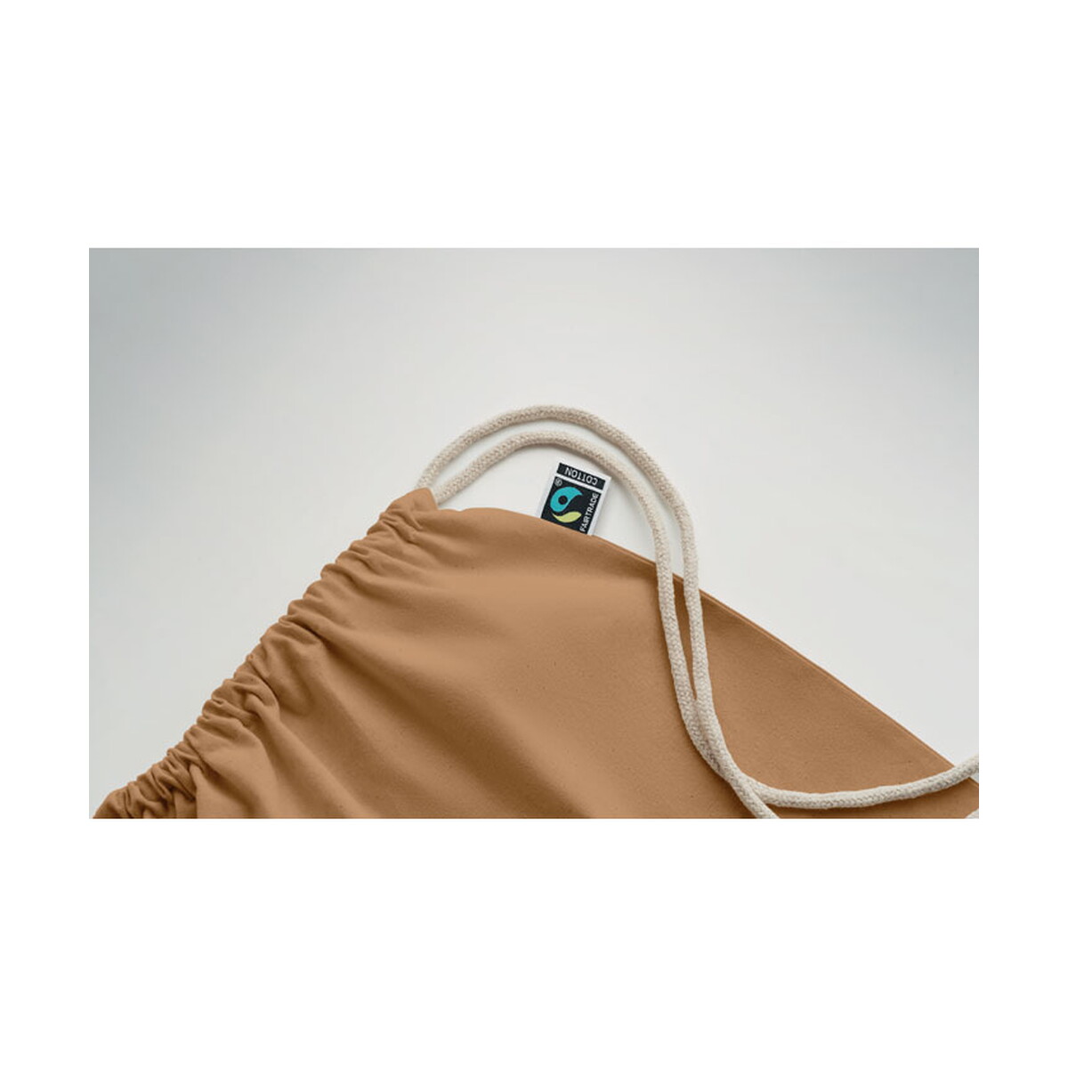 Torby bawełniane z logo – worek ze sznurkiem fairtrade 18 osole draw colour – kość słoniowa mo2591-53-open Worek ze sznurkiem Fairtrade 18 OSOLE DRAW COLOUR - kość słoniowa mo2591-53-open