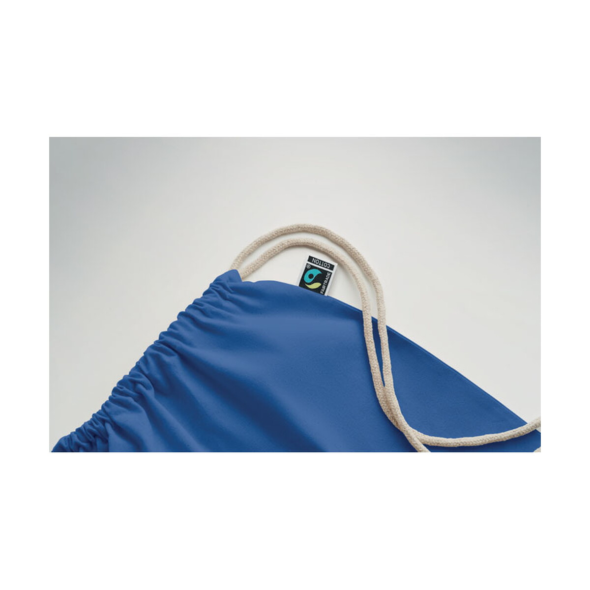 Torby bawełniane z logo – worek ze sznurkiem fairtrade 18 osole draw colour – niebieski mo2591-37-open Worek ze sznurkiem Fairtrade 18 OSOLE DRAW COLOUR - niebieski mo2591-37-open