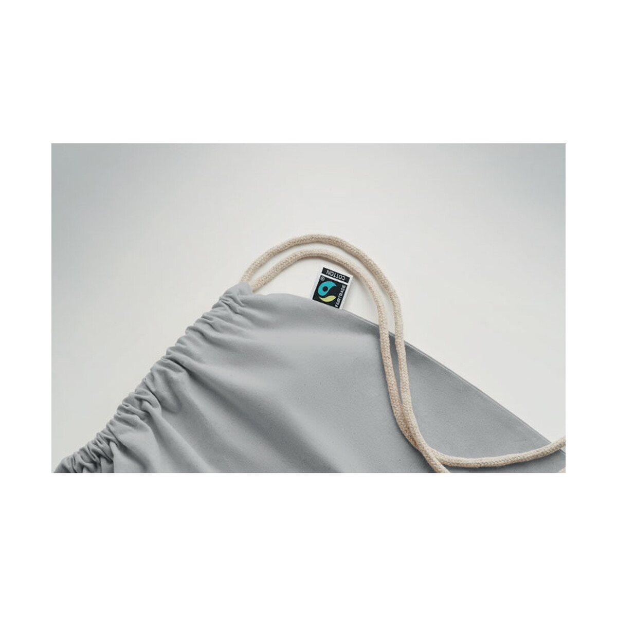 Torby bawełniane z logo – worek ze sznurkiem fairtrade 18 osole draw colour – szary mo2591-07-open Worek ze sznurkiem Fairtrade 18 OSOLE DRAW COLOUR - szary mo2591-07-open