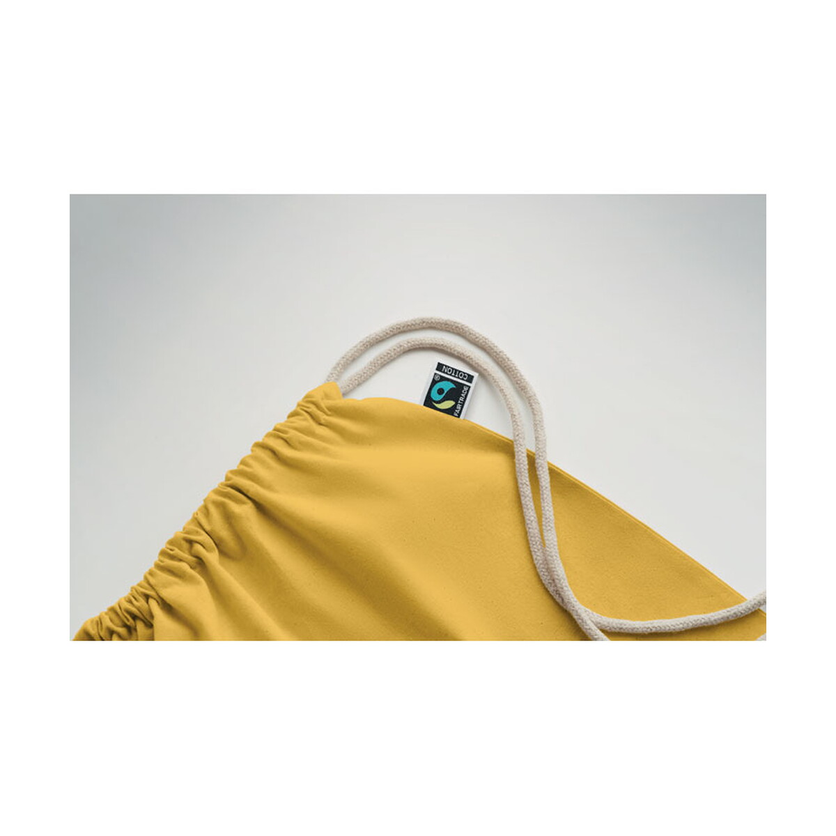 Torby bawełniane z logo – worek ze sznurkiem fairtrade 18 osole draw colour – żółty mo2591-08-open Worek ze sznurkiem Fairtrade 18 OSOLE DRAW COLOUR - żółty mo2591-08-open