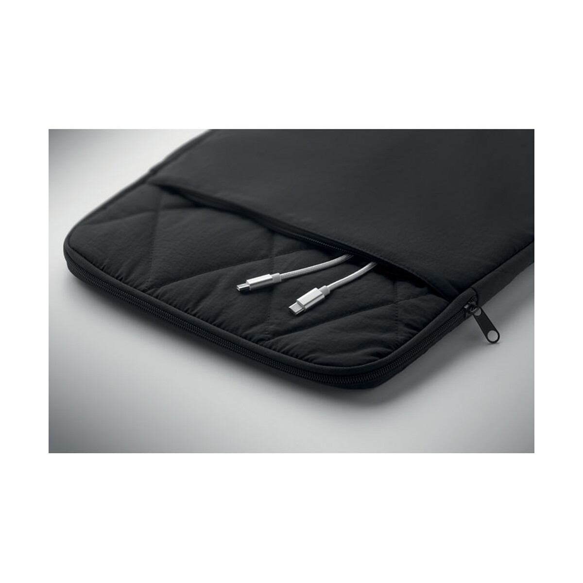 Torby na laptopa z logo – nylonowa torba na laptopa 15″ klyro – czarna mo3182-03-open Nylonowa torba na laptopa 15