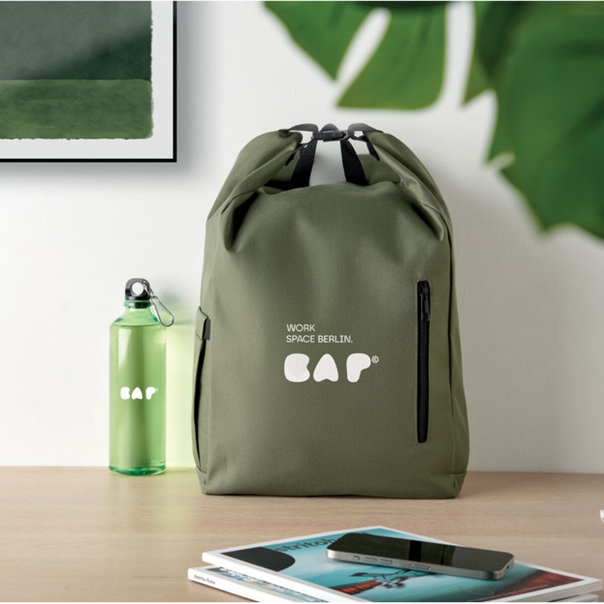 Torby na laptopa z logo – plecak na laptopa 15” rolltop uniton – zielony wojskowy mo2969-49-print Plecak na laptopa 15'' rolltop UNITON - zielony wojskowy mo2969-49-print