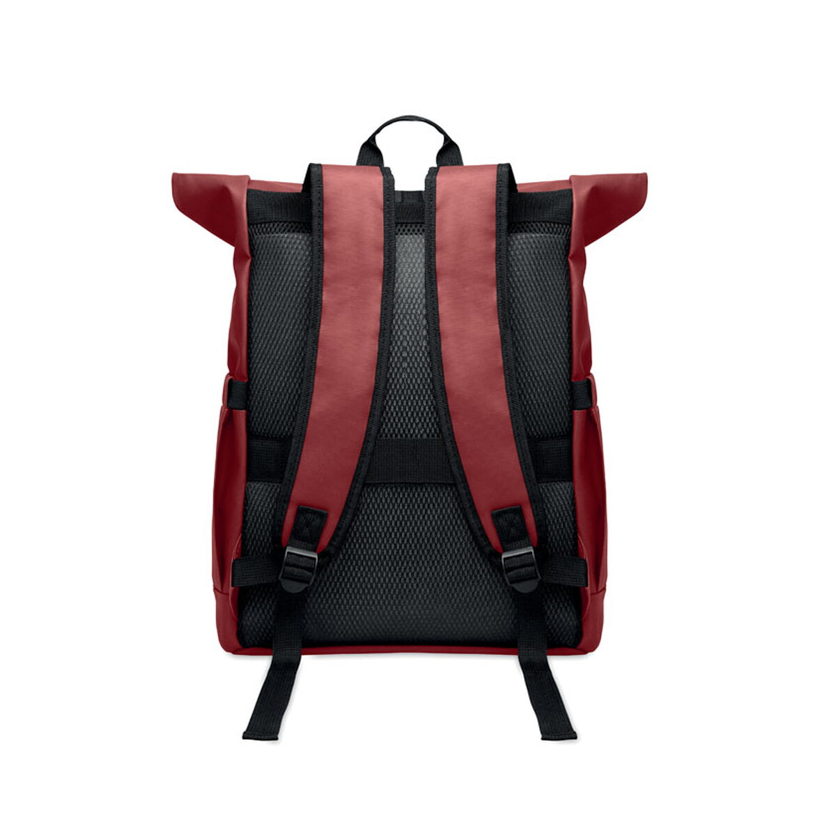 Torby na laptopa z logo – plecak na laptopa rolltop 600d bangkok roll – burgundowy mo2643-02-open Plecak na laptopa Rolltop 600D BANGKOK ROLL - burgundowy mo2643-02-open