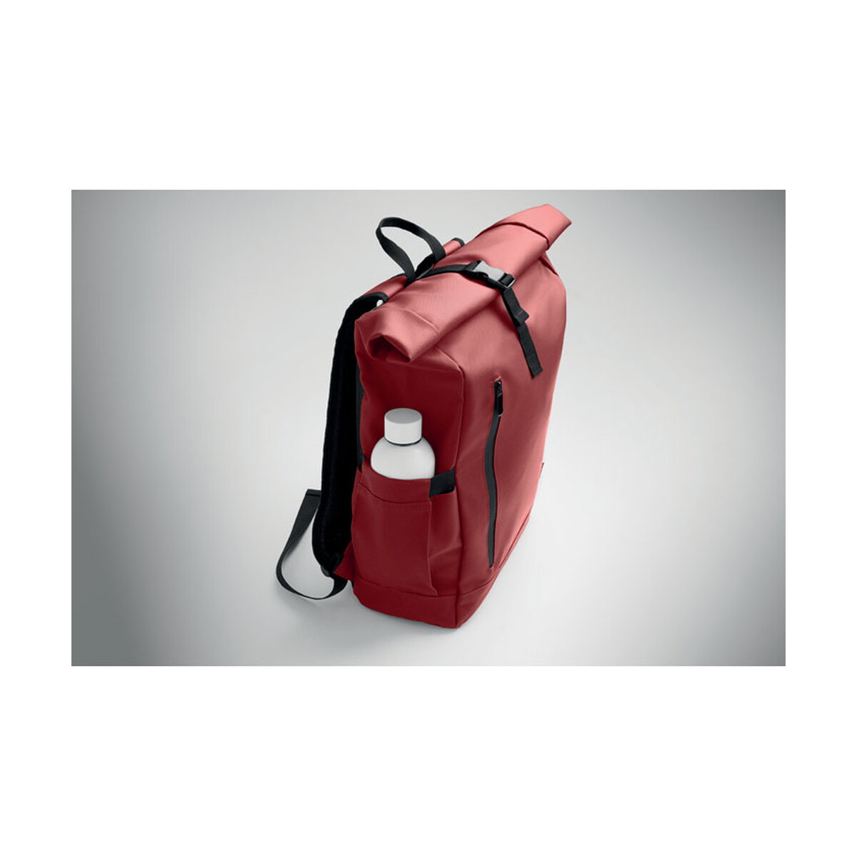 Torby na laptopa z logo – plecak na laptopa rolltop 600d bangkok roll – burgundowy mo2643-02-side Plecak na laptopa Rolltop 600D BANGKOK ROLL - burgundowy mo2643-02-side