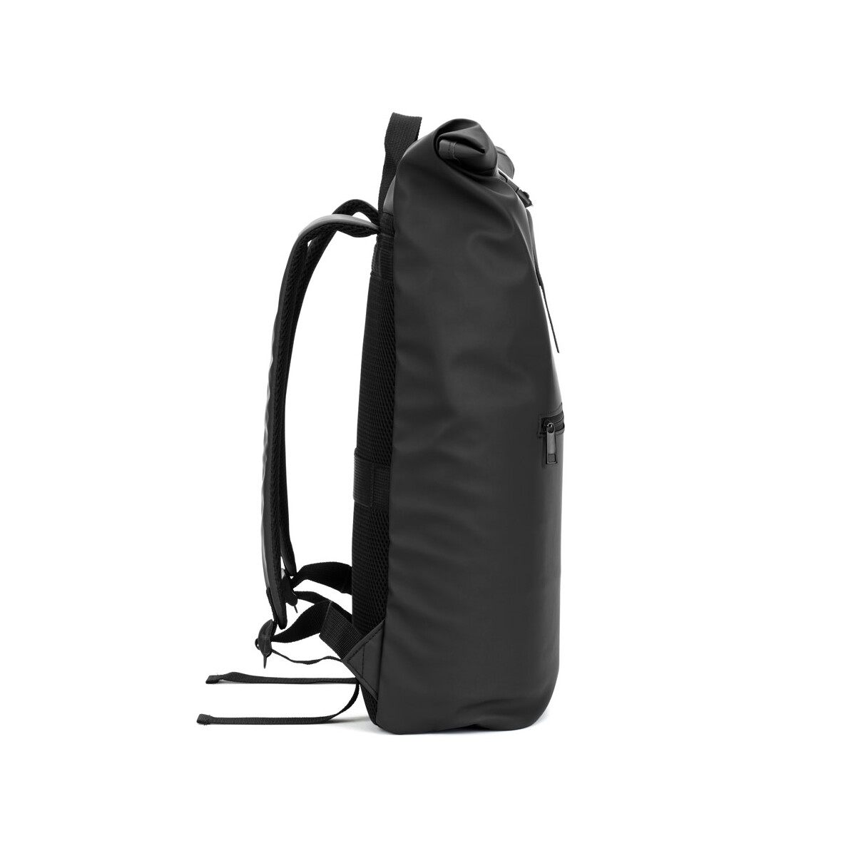 Torby na laptopa z logo – portland. plecak z poliuretanu z rolowaną górą i kieszenią na laptopa 16″ – czarny 92534_103-c PORTLAND. Plecak z poliuretanu z rolowaną górą i kieszenią na laptopa 16