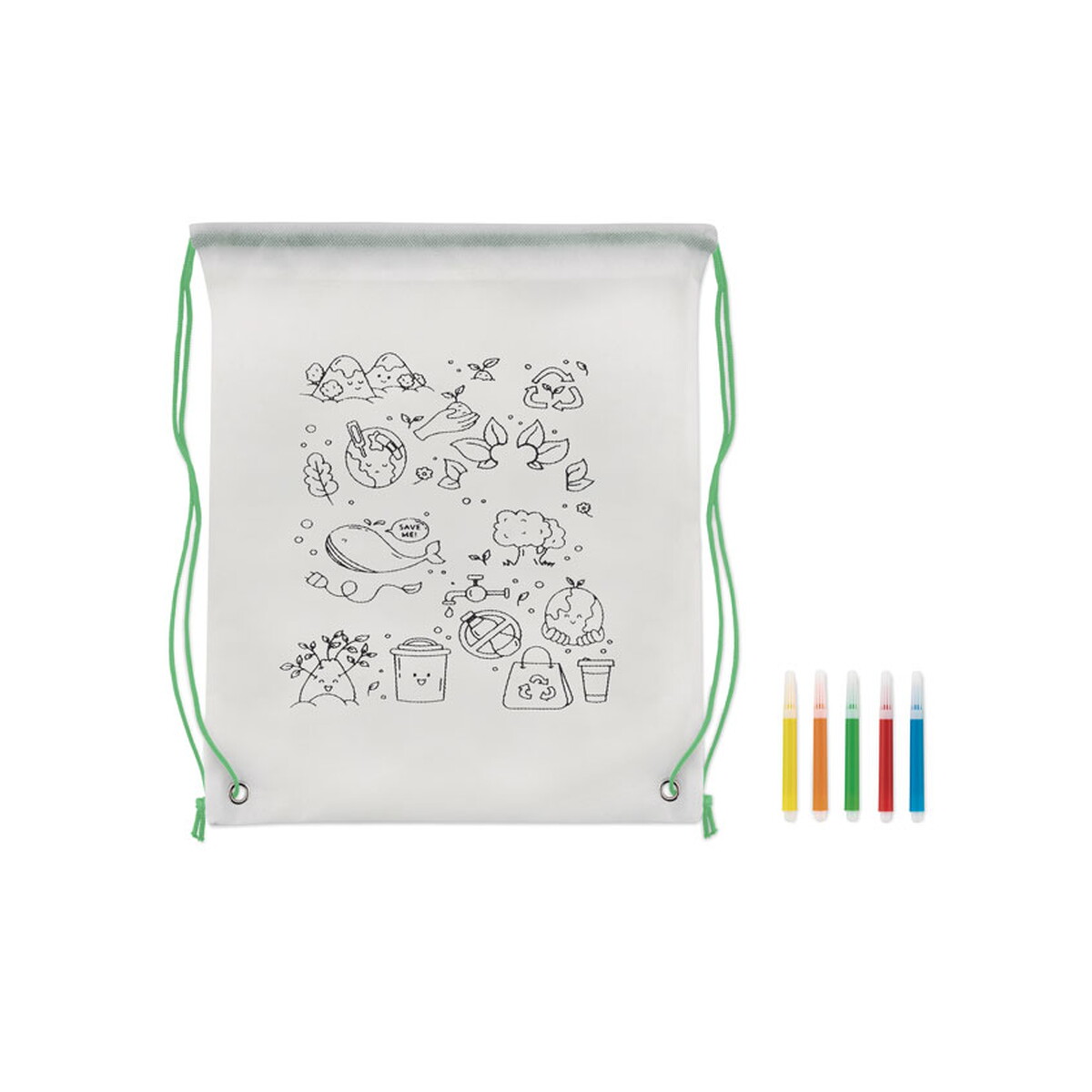 Torby non-woven z logo – worek ze sznurkiem z włókniny carrydraw – limonkowy mo9887-48-back Worek ze sznurkiem z włókniny CARRYDRAW - limonkowy mo9887-48-back
