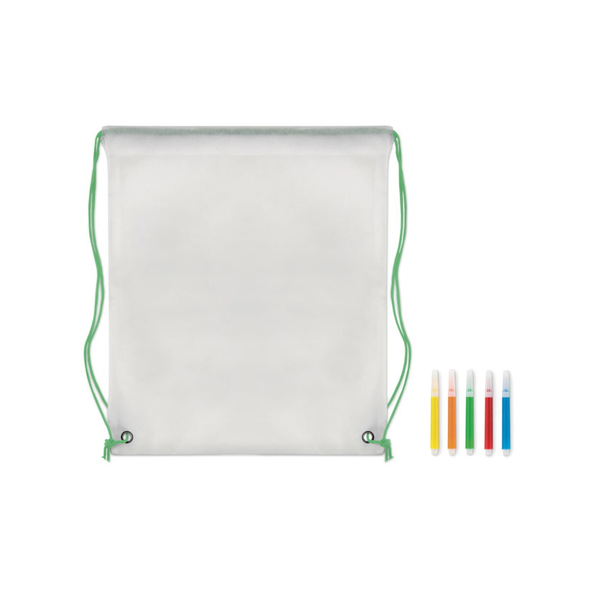 Torby non-woven z logo – worek ze sznurkiem z włókniny carrydraw – limonkowy mo9887-48-side Worek ze sznurkiem z włókniny CARRYDRAW - limonkowy mo9887-48-side