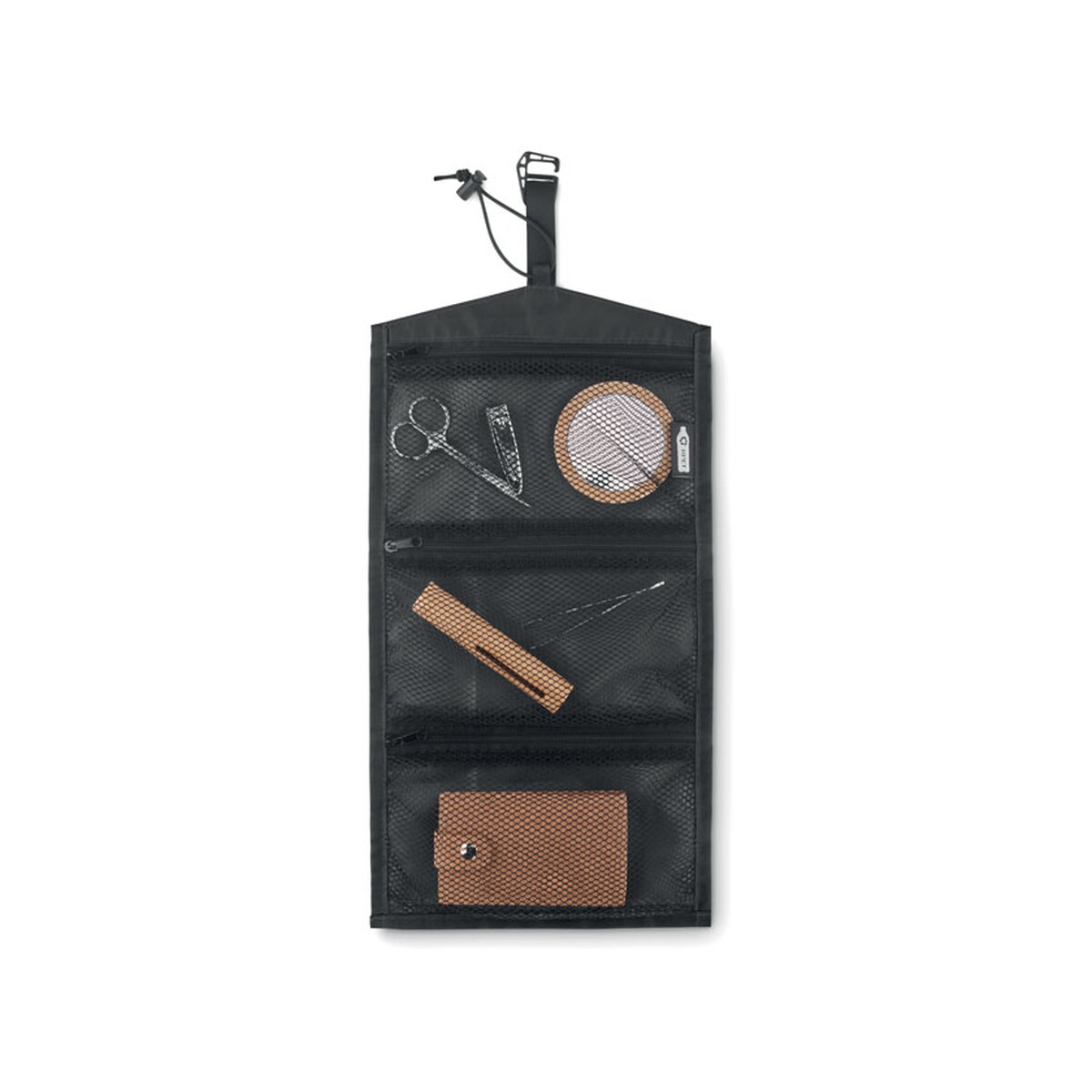Torby podróżne z logo – organizer do kabli 210rpet traveli – czarny mo2171-03-top Organizer do kabli 210RPET TRAVELI - czarny mo2171-03-top