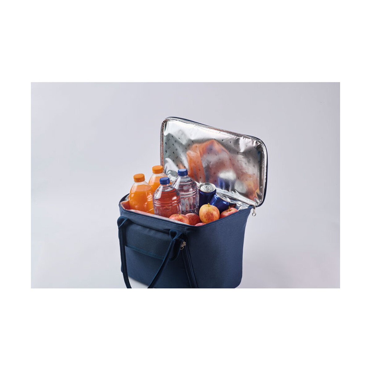 Torby termiczne z logo – termiczna torba piknikowa rpet forus – niebieska mo2934-04-open Termiczna torba piknikowa RPET FORUS - niebieska mo2934-04-open