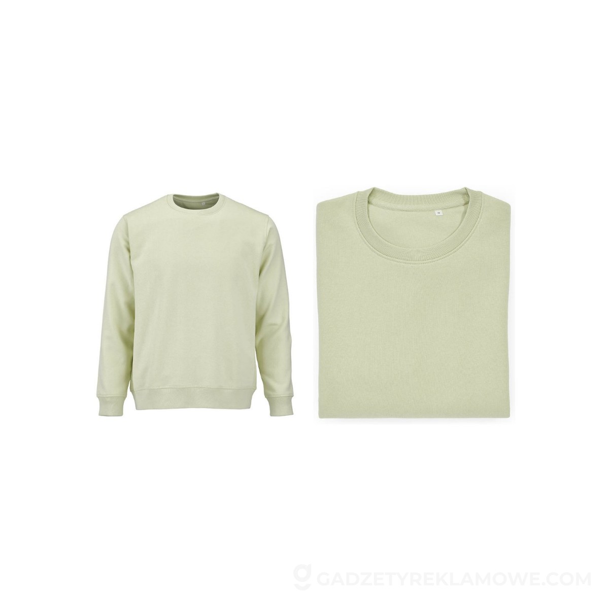 AOD-ASW003-159-02XL-wariantu-watermark Waikiki U Unisex crew neck sweatshirt. Organic cotton and rPET. 300gsm - Pastel green