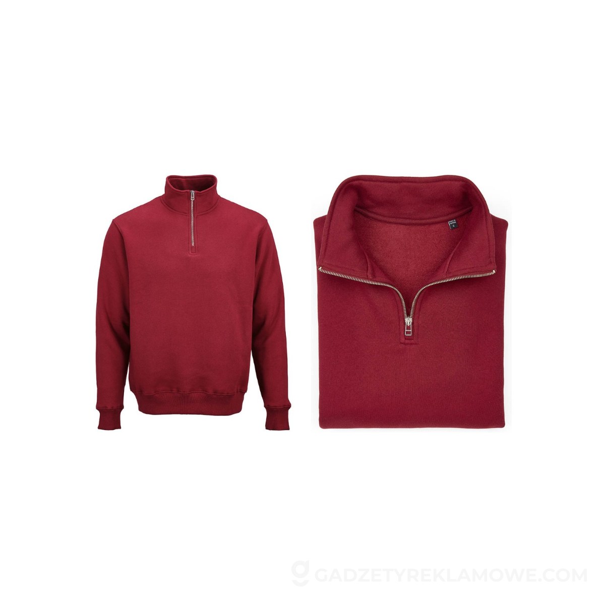 Malibu 1/4 zipper sweatshirt. Org. cotton, rCotton and rPET. Made in PT - Burgundy