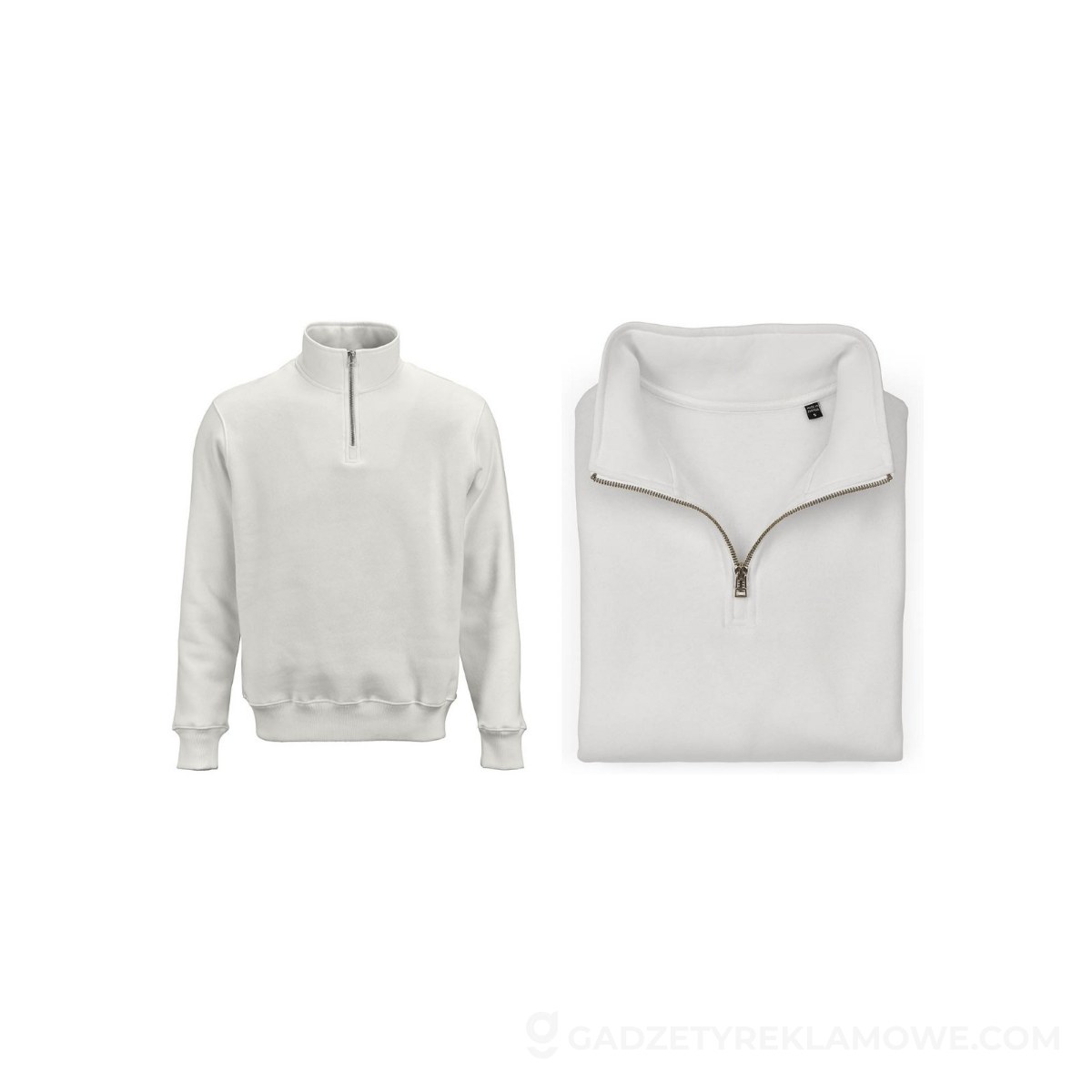 Malibu 1/4 zipper sweatshirt. Org. cotton, rCotton and rPET. Made in PT - Pastel white