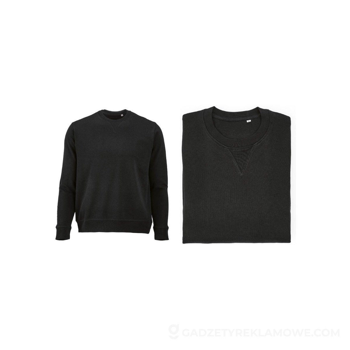 AOD-ASW008-103-00XL-wariantu-watermark Capri french terry crew neck sweatshirt. 100% org. cotton. 300gsm - Black