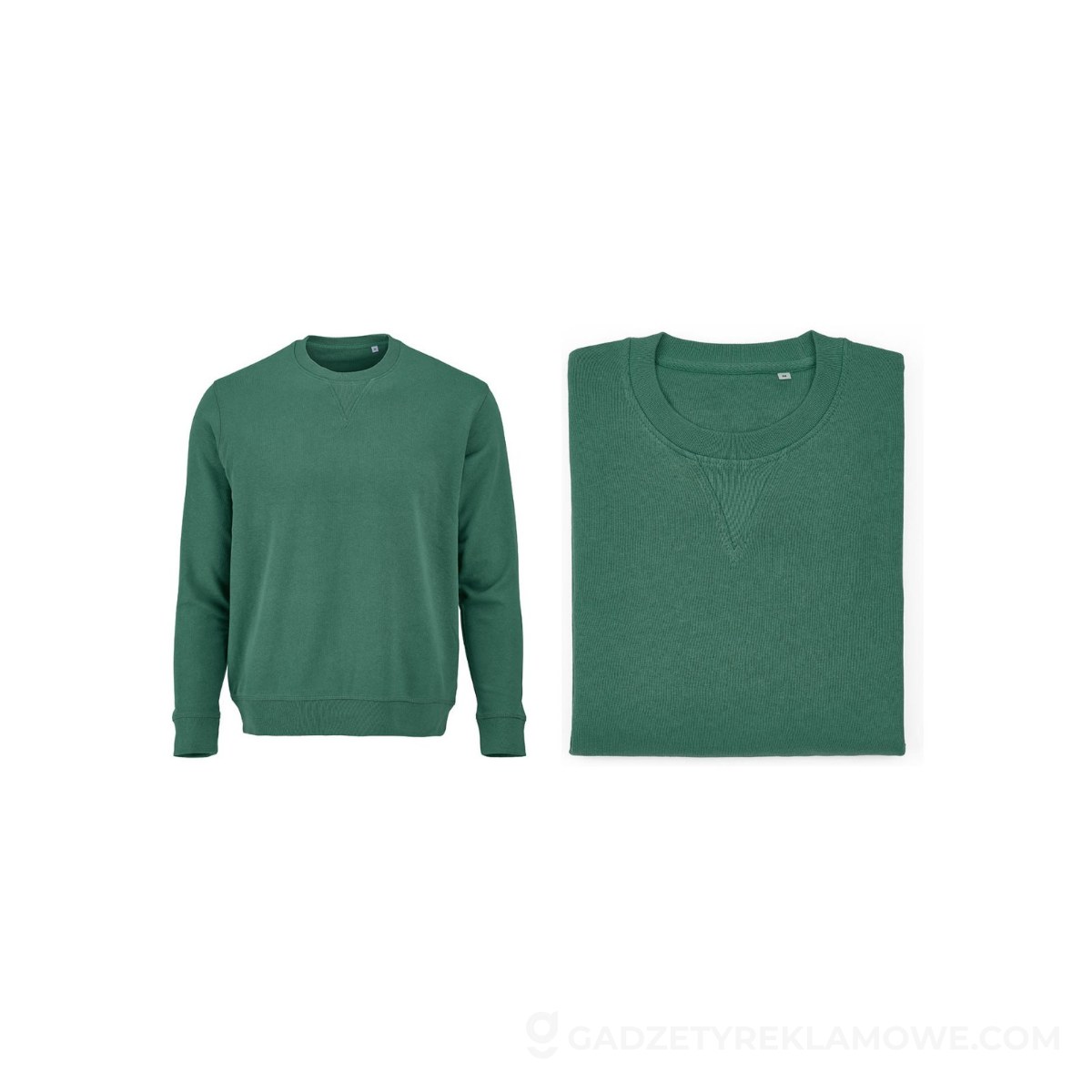 AOD-ASW008-129-000M-wariantu-watermark Capri french terry crew neck sweatshirt. 100% org. cotton. 300gsm - Dark green