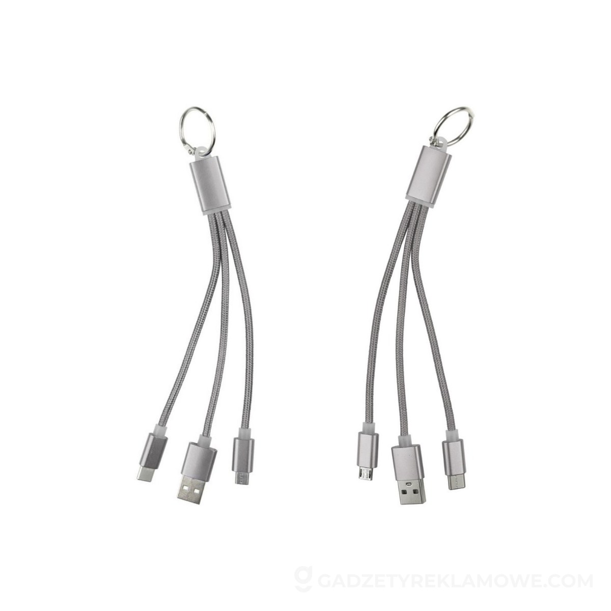 Kabel do ładowania, brelok do kluczy - srebrny