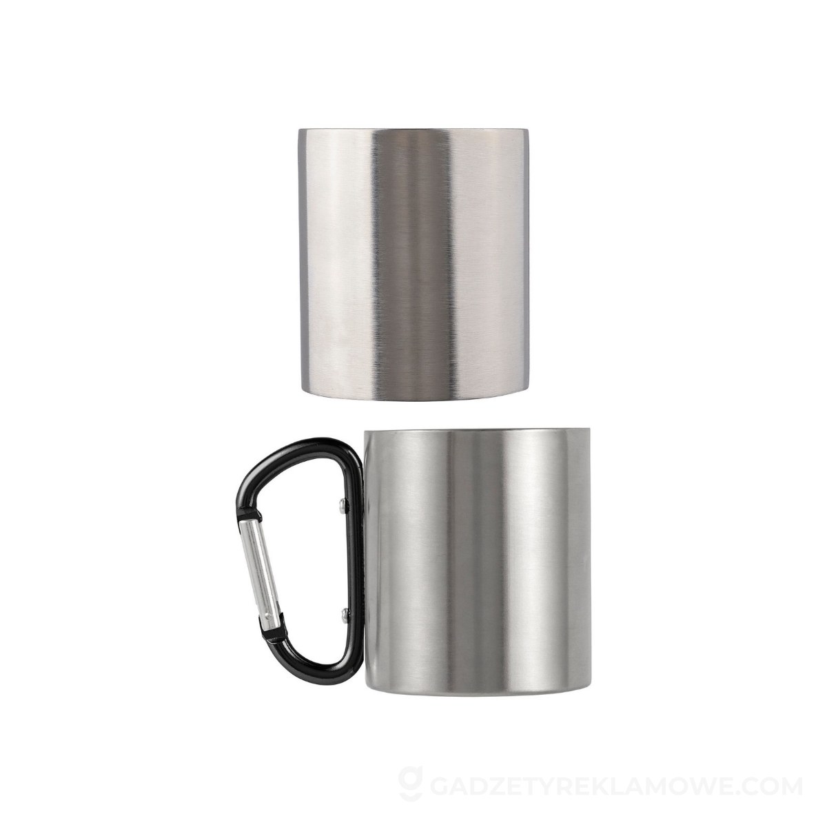 Metalowy kubek 185 ml z karabińczykiem - czarny