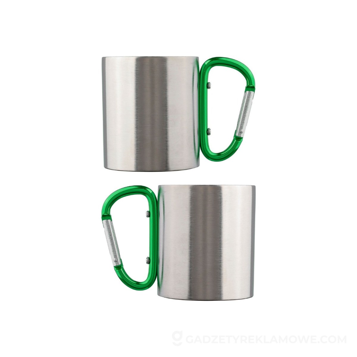 Metalowy kubek 185 ml z karabińczykiem - zielony