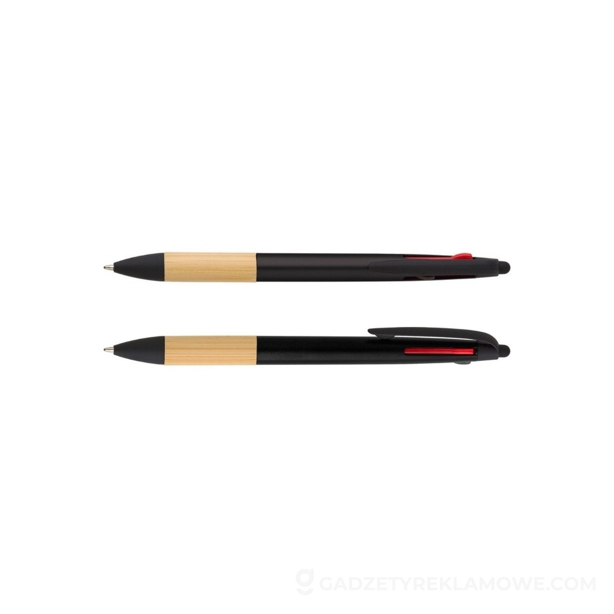 Długopis, wielokolorowy wkład, touch pen - czarny