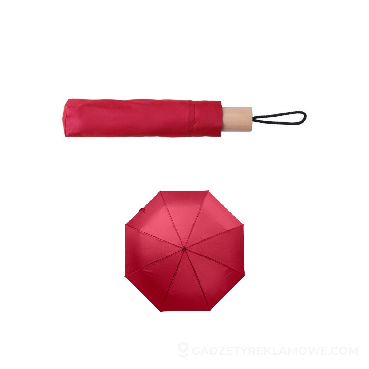 Parasol manualny RPET, składany - czerwony