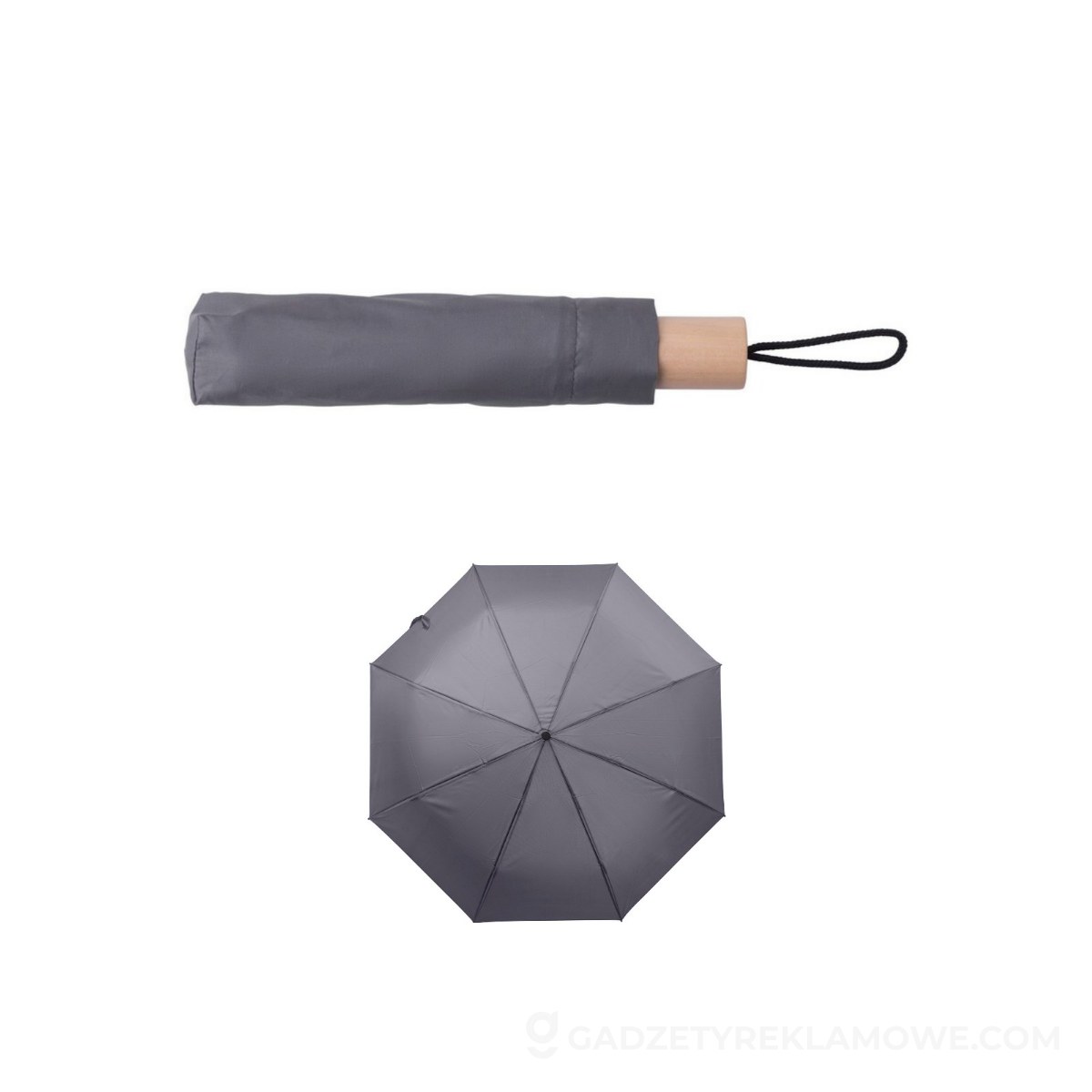 Parasol manualny RPET, składany - szary