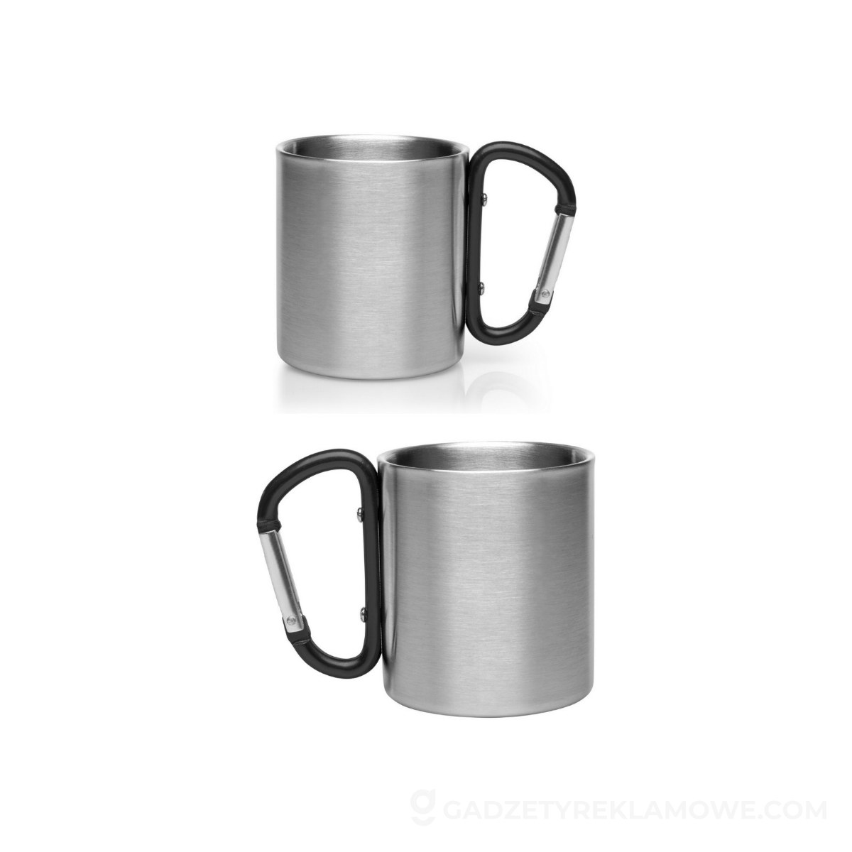 Metalowy kubek z karabińczykiem Easton 210 ml - czarny