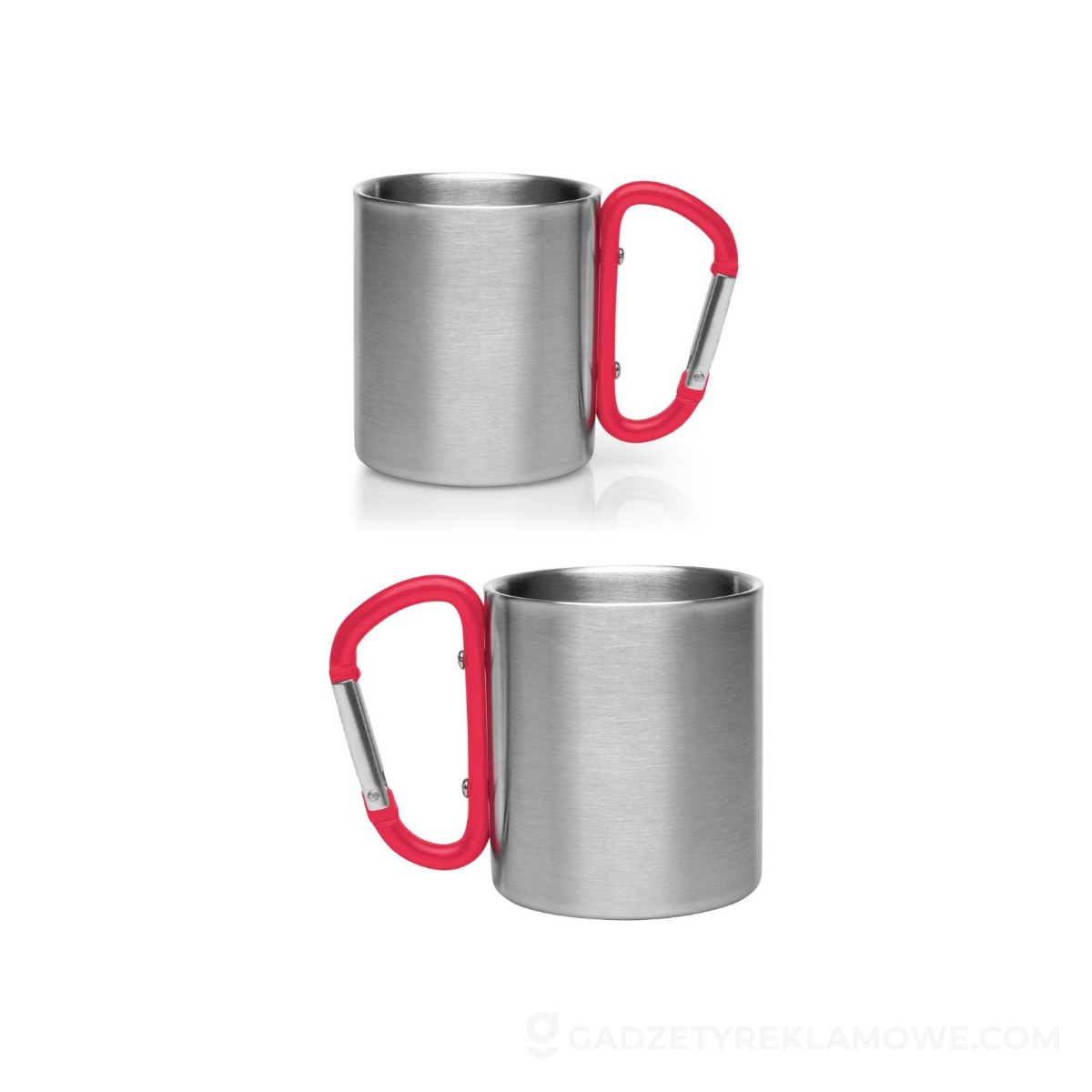 Metalowy kubek z karabińczykiem Easton 210 ml - czerwony
