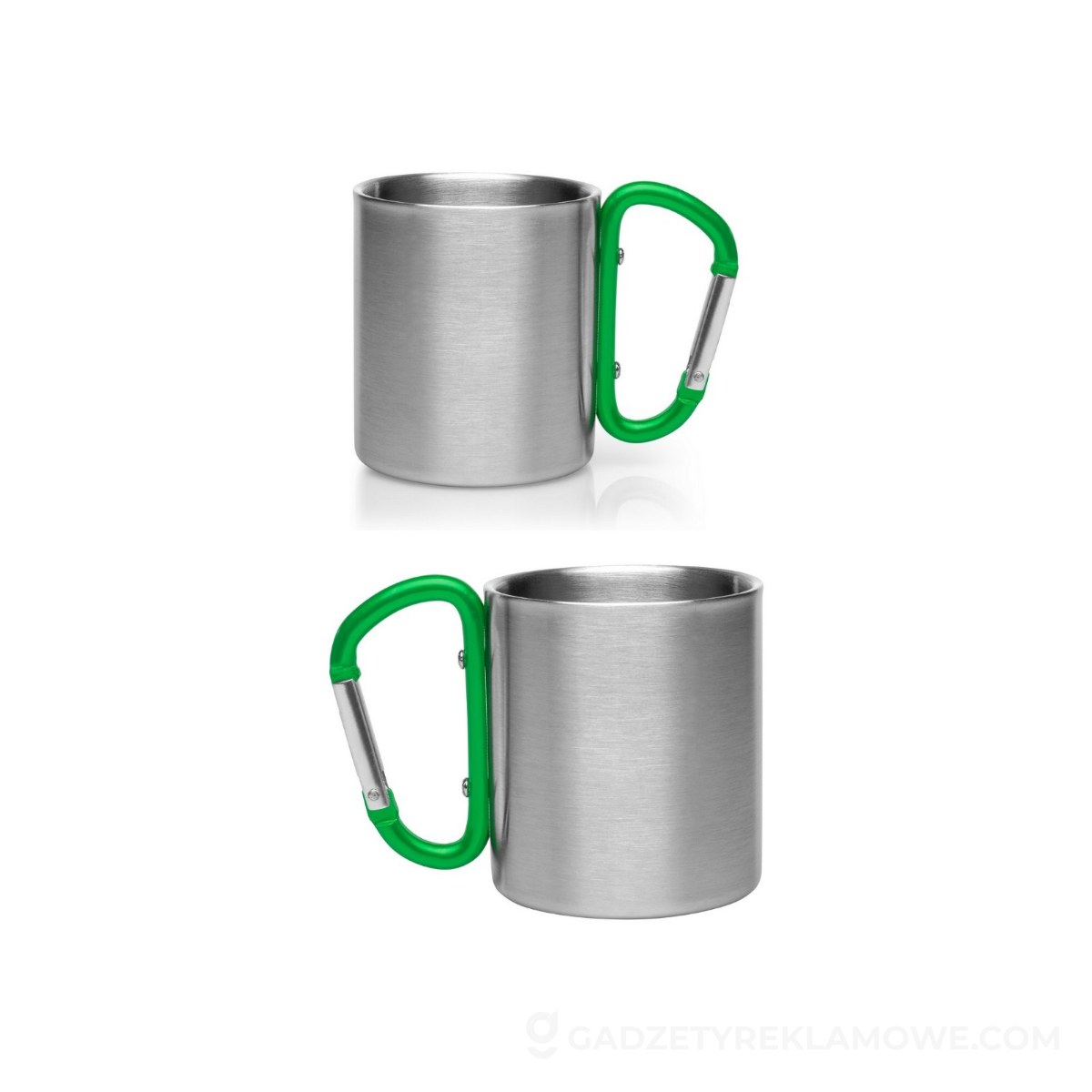 Metalowy kubek z karabińczykiem Easton 210 ml - zielony