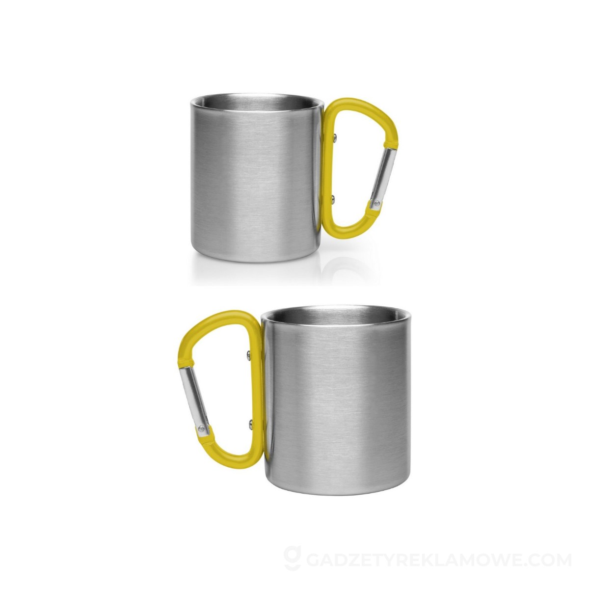 AXP-V8437-08-wariantu-watermark Metalowy kubek z karabińczykiem Easton 210 ml - żółty