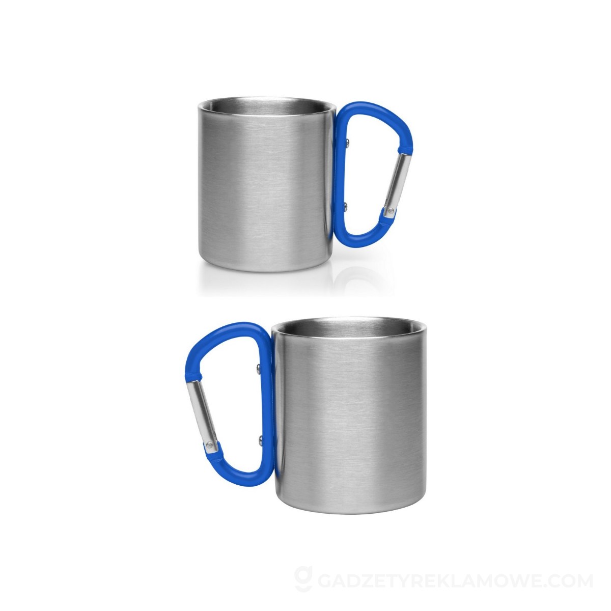 Metalowy kubek z karabińczykiem Easton 210 ml - niebieski