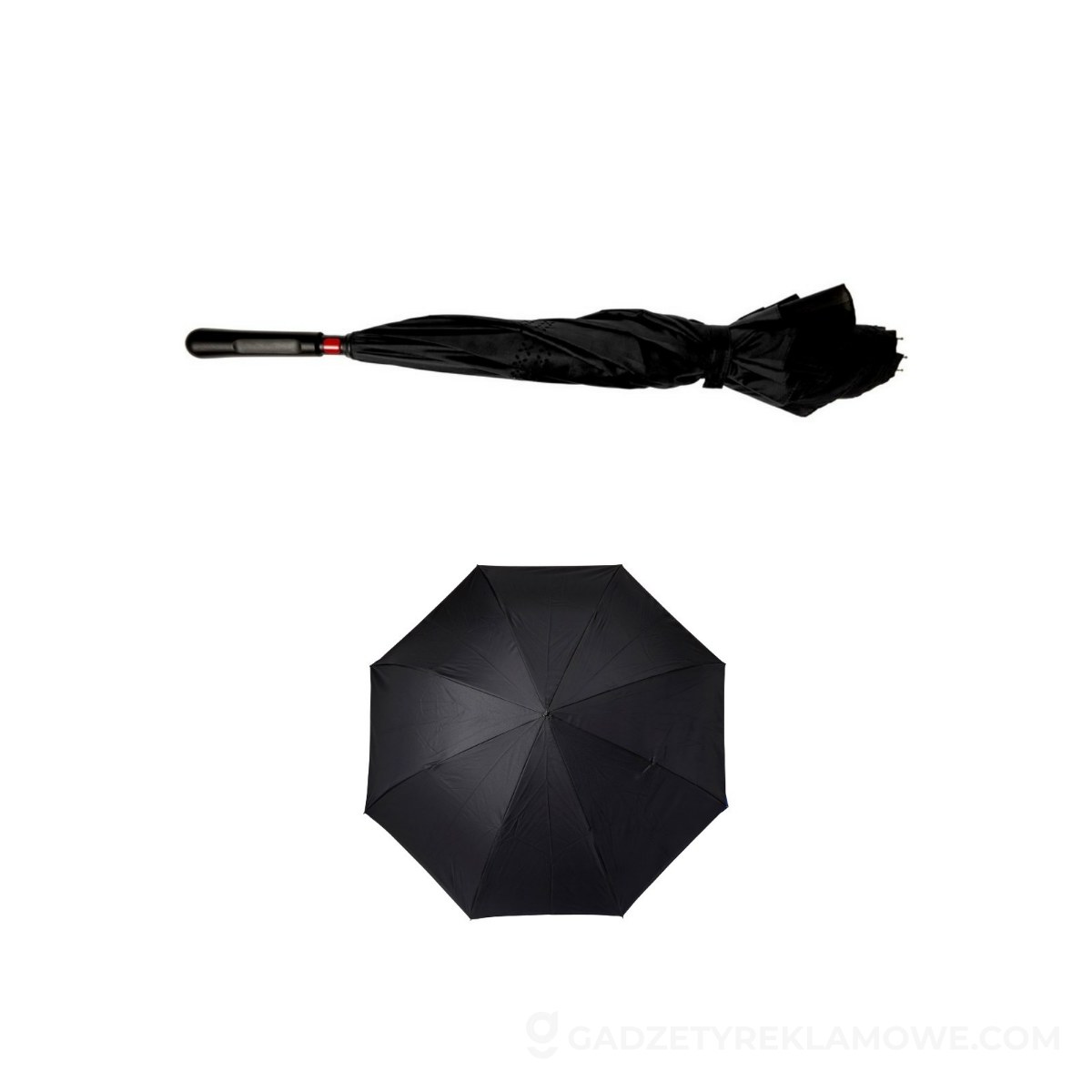 Najlepsze gadżety reklamowe na lato 3 Odwracalny parasol manualny - czarny