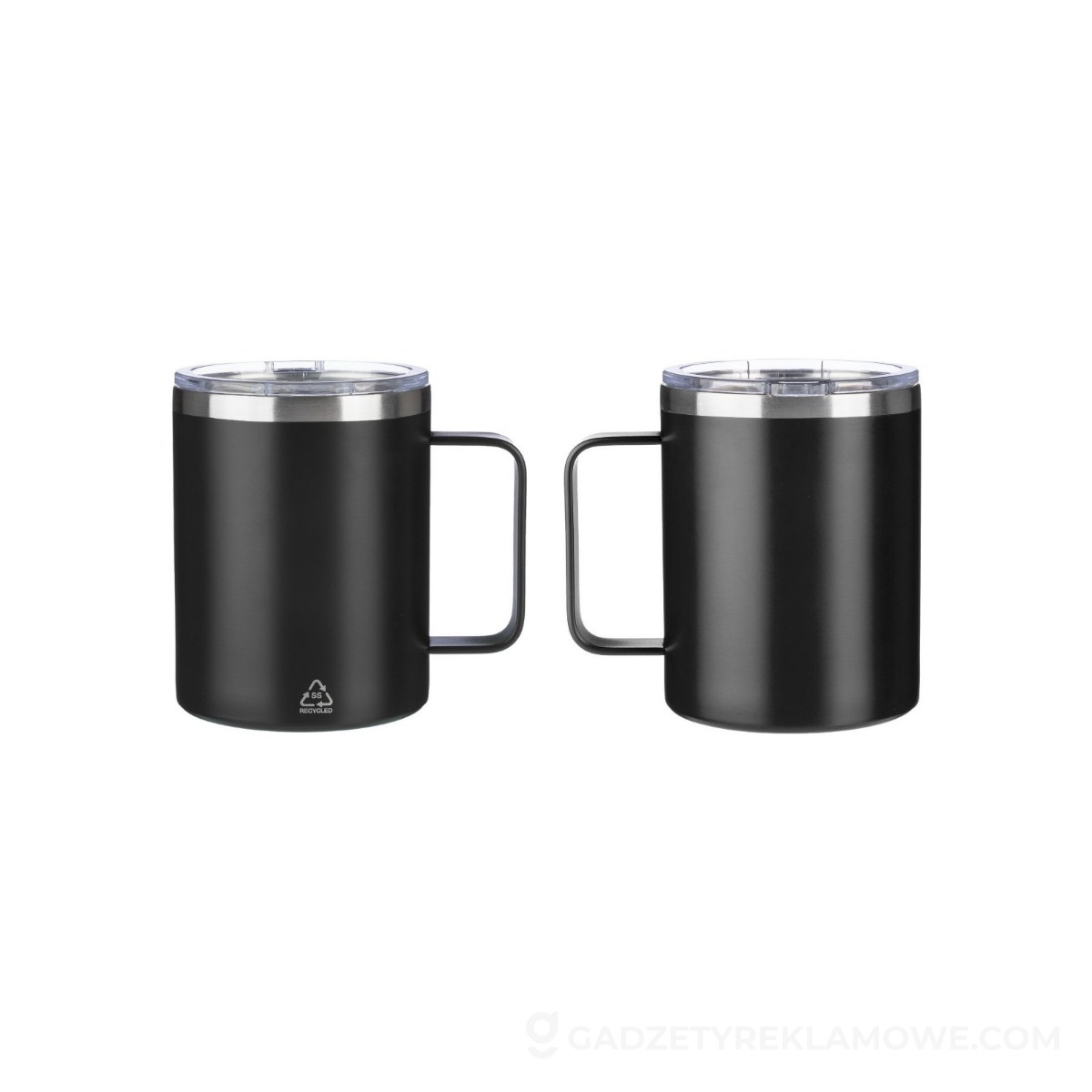 Kubek podróżny ze stali z recyklingu 300 ml - czarny