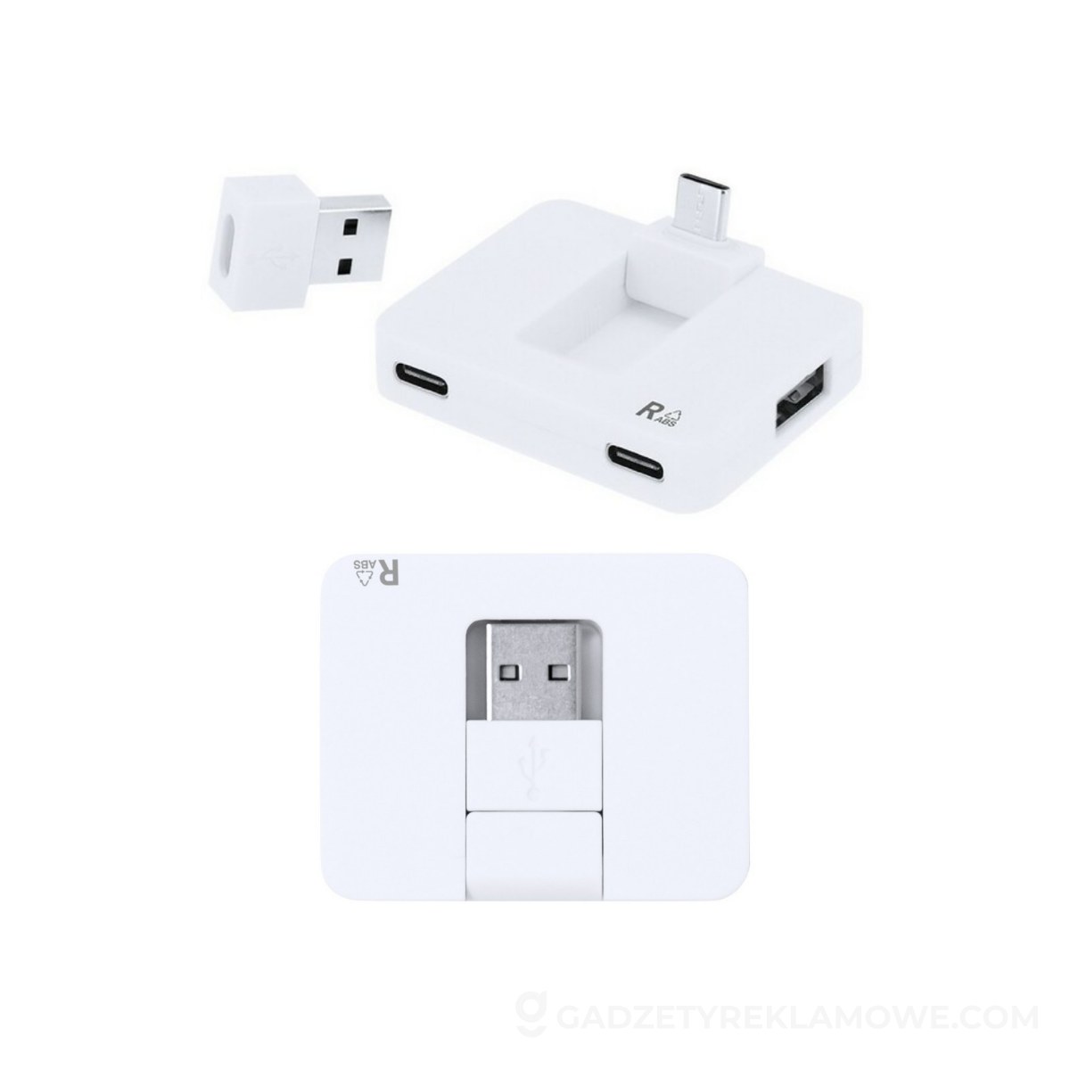 Hub USB 2.0 i USB-C z RABS - biały